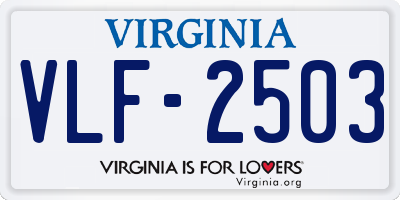 VA license plate VLF2503