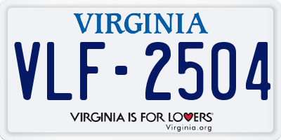 VA license plate VLF2504