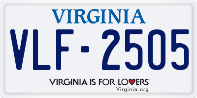 VA license plate VLF2505