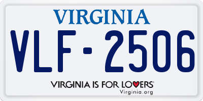 VA license plate VLF2506