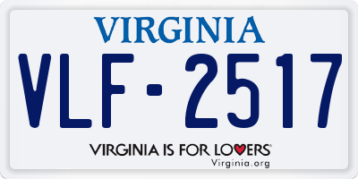 VA license plate VLF2517