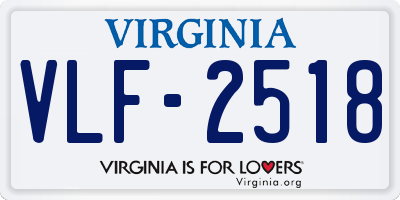 VA license plate VLF2518