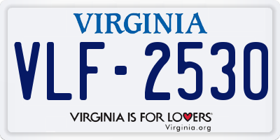 VA license plate VLF2530