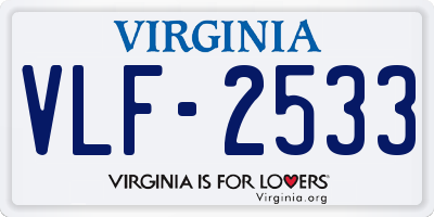 VA license plate VLF2533