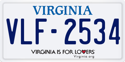 VA license plate VLF2534