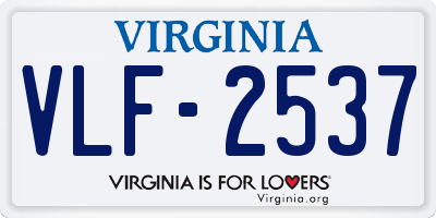 VA license plate VLF2537