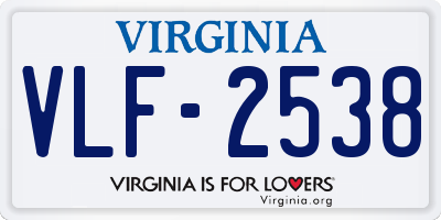 VA license plate VLF2538
