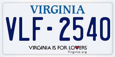 VA license plate VLF2540