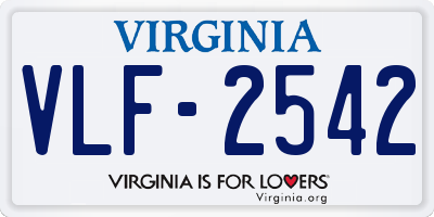 VA license plate VLF2542