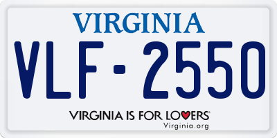 VA license plate VLF2550
