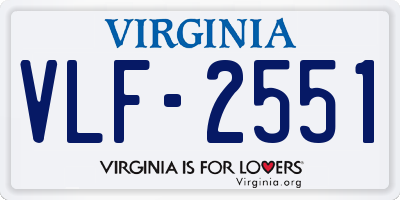 VA license plate VLF2551