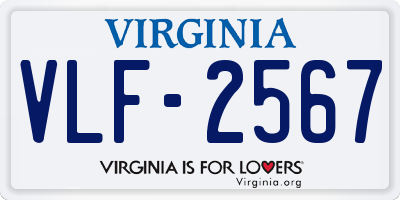 VA license plate VLF2567
