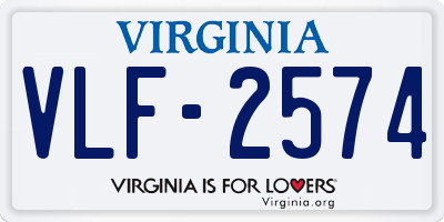 VA license plate VLF2574