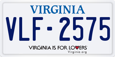 VA license plate VLF2575