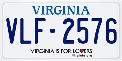 VA license plate VLF2576