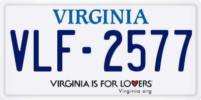 VA license plate VLF2577