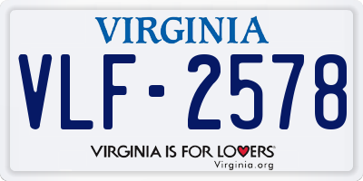 VA license plate VLF2578