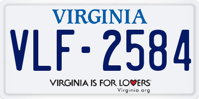 VA license plate VLF2584