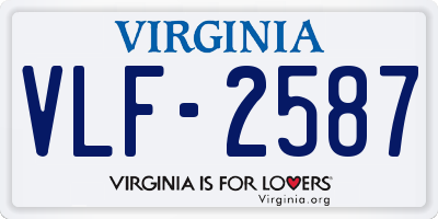 VA license plate VLF2587