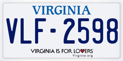 VA license plate VLF2598