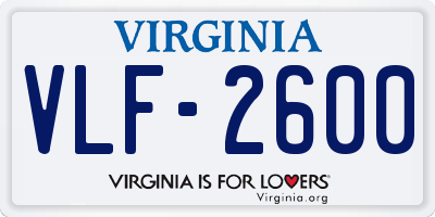VA license plate VLF2600