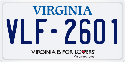 VA license plate VLF2601