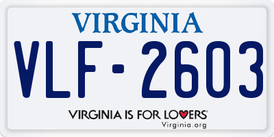 VA license plate VLF2603