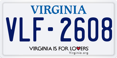 VA license plate VLF2608