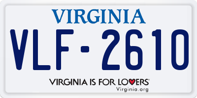 VA license plate VLF2610
