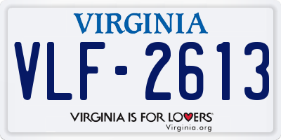 VA license plate VLF2613