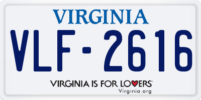 VA license plate VLF2616