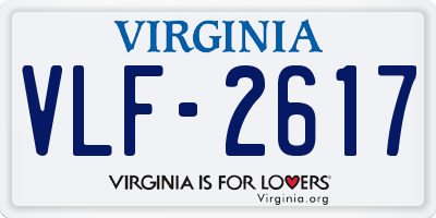 VA license plate VLF2617