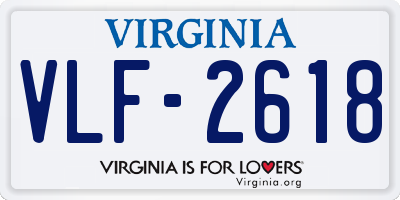 VA license plate VLF2618