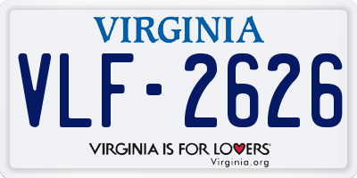 VA license plate VLF2626