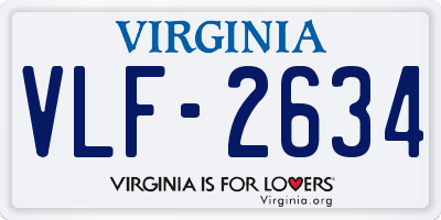 VA license plate VLF2634