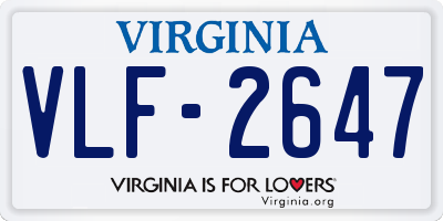 VA license plate VLF2647