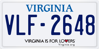 VA license plate VLF2648