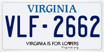 VA license plate VLF2662