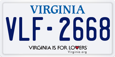 VA license plate VLF2668