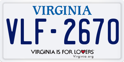 VA license plate VLF2670
