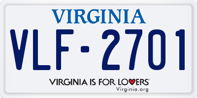 VA license plate VLF2701