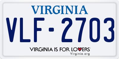 VA license plate VLF2703