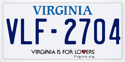 VA license plate VLF2704