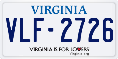 VA license plate VLF2726