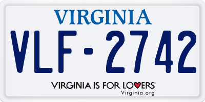 VA license plate VLF2742