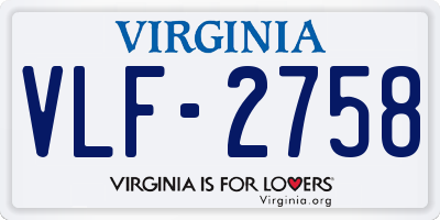 VA license plate VLF2758