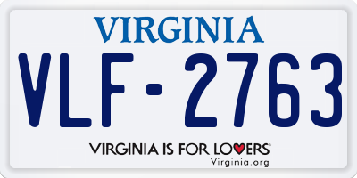 VA license plate VLF2763