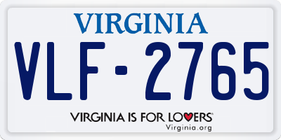 VA license plate VLF2765