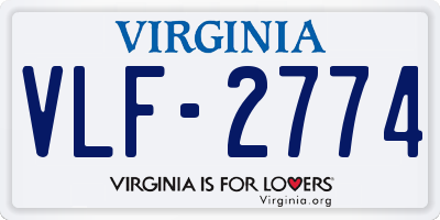 VA license plate VLF2774