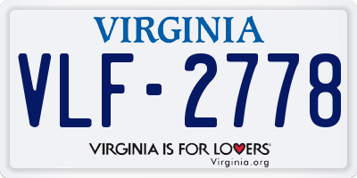 VA license plate VLF2778